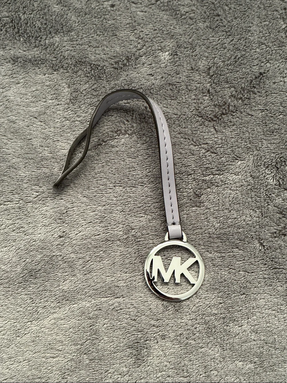 Michael Kors Lilac Leather Strap Key Fob Bag Charm with Silver MK Logo